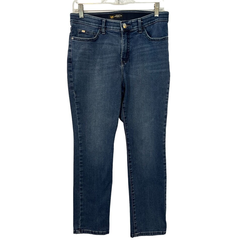 Lee Mid Rise Straight Leg Jeans with Stretch - Size 10 Petite comfort waistband